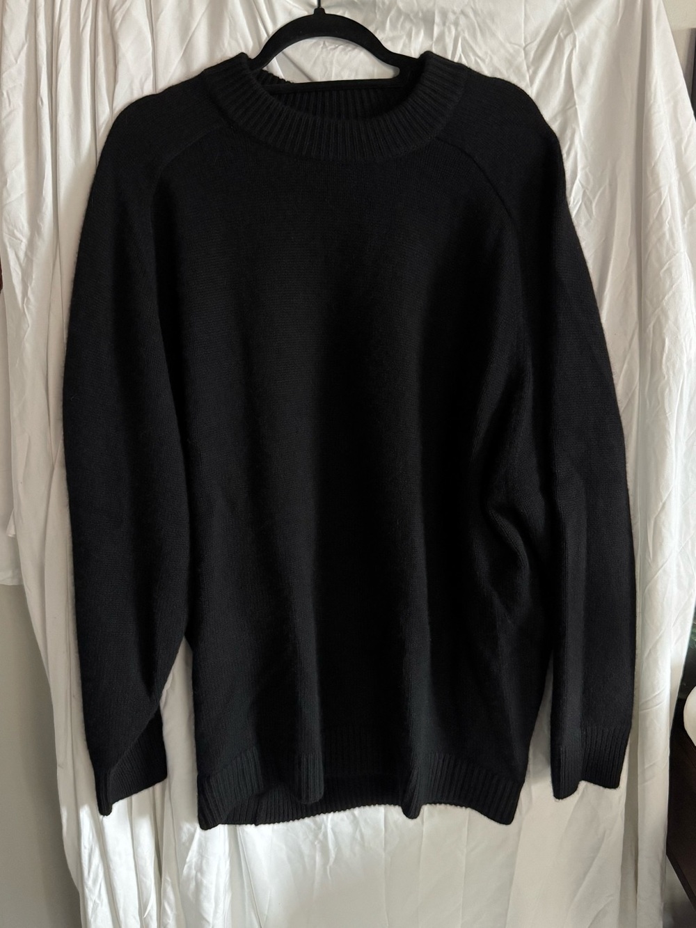 Women Tibi Cashmere Crewneck Oversized Pullover Black L/XL 100% Cashmere $850